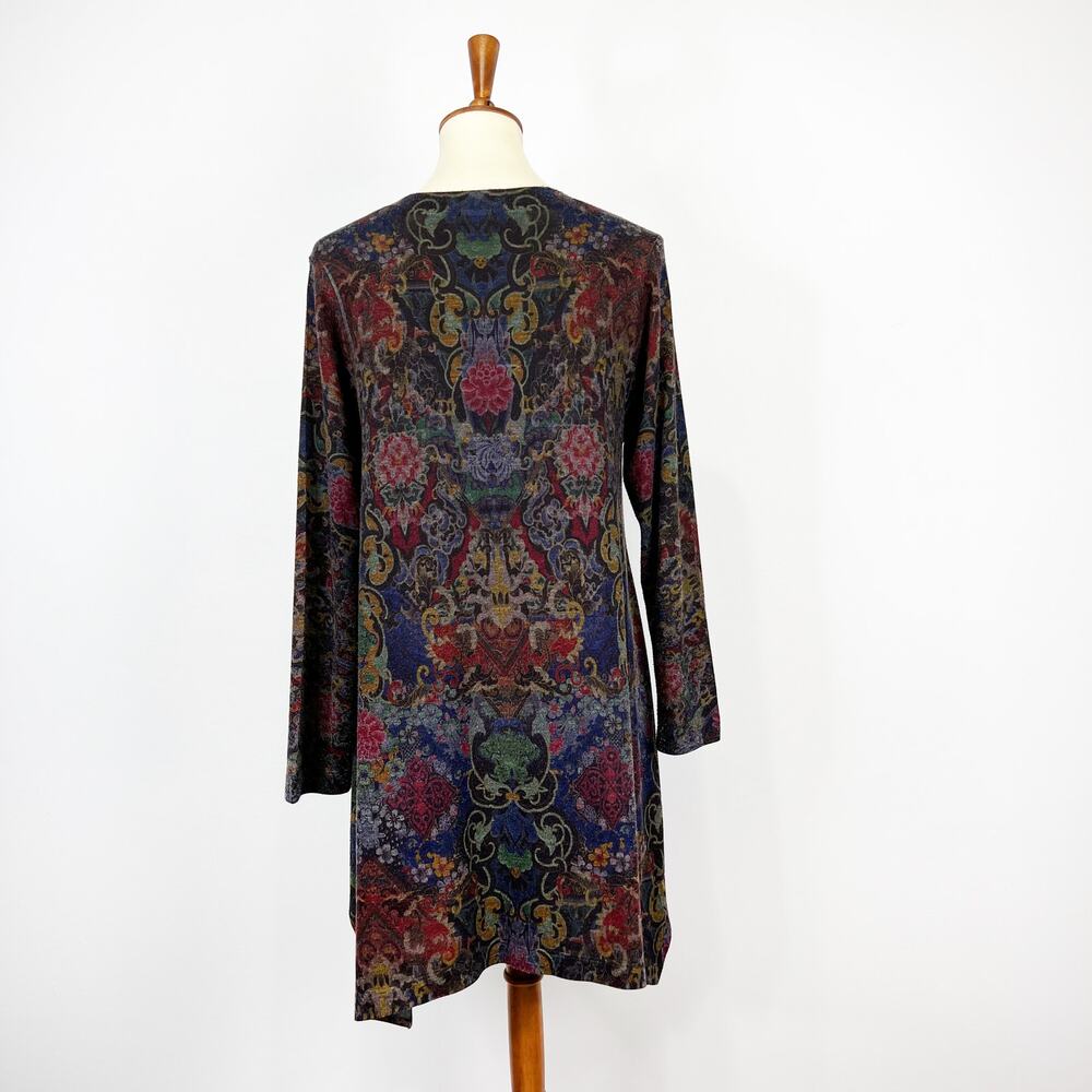 Soft Surroundings sweater dress tunic purple dark floral damask Size Medium - Picture 3 of 8